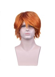 BERON Orange Short Wigs Straight Anime Cosplay Hair Wig 12&quot; Ginger Bob Party Halloween Costume Dress Up Wig Cap Included