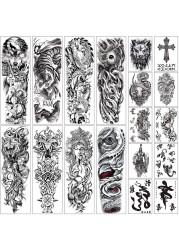 Aresvns Halloween Sleeve Tattoos Temporary for Men WomenBlack fake tattoos for adultsWaterproof Realistic Temporary TattoosLooks Real Temp TattoosWolfTigerDevils eye