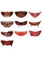 Halloween 3D Big Mouth And Clown Horror Mouth Tattoo Stickers,10PCS Halloween Temporary Tattoos Face And Hand Decals Prank Props for Halloween Cosplay Party Scary Party Accessories