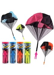 4Pcs Set Tangle Parachute Figures Hand Throw Soliders Square Outdoor Children&#39;s Flying Toys No String