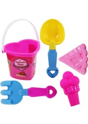 Ice Cream Theme Beach Sand Toys Set for Kids 5-Piece 15x16cm Bucket &amp; Bag Travel-Friendly Fun for Ages 3+