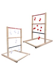GOTHINK Wooden Ladder Toss Game - 2 Finished Wood Ladder Toss Set with 12 Ladder Ball Bolos - Indoor &amp; Outdoor Game for Child Teens Adults &amp; Family - Backyard Games - Yard Games
