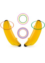 June Fox Inflatable Banana Ring Toss Game for Bachelorette Party Bridal Shower Decorations for Engagement Party Lingerie Party 2 Pieces 26 Bananas 6 Pcs Toss Rings