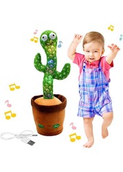 Dancing Cactus Toy, Talking Cactus Toy Repeats What You Say, Wriggle Dancing and Singing Electronic Luminous Cactus, Funny Creative Early Childhood Education Toys (120 Songs)