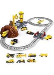 Fitto Train Toy playset for Boys Girls with helicopter and construction vehicle, Trains Tracks, Railway Kits Locomotive Engine, Cargo Car Track, Christmas Gifts for 3 4 5 6 7 8+-year-old Kids