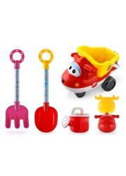 Beach Toys Sand Toys - Super Wings Toys Playset - Beach Toys for Kids Age 3-5 - Sandbox Toys 6 Pieces Including Shovel, Rake, Watering Can, Sand Trucks Set and 2 Sand Molds