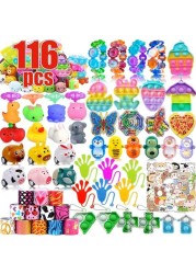 116 Pcs Party Favors for Kids 4-8-12,Pop Fidget Toys for Boys Grils, Treasure Box Toys for Classroom Prizes,Pinata Filler,Goodie Bag Stuffers,Treasure Chest Carnival Prizes,Easter Basket Stuffers