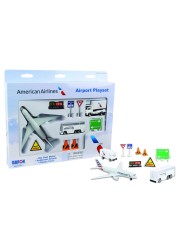 Daron American Airlines Airport Playset with DieCast Metal Model Airplane with Plastic Parts Cars and Transportation Toys for Kids Ages 3