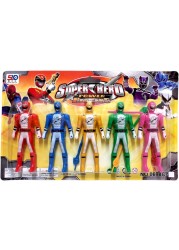 5-Pieces Set of Super Hero Power Rangers Toy Multipack 4.5-Inch Action Figure Toys with Weapon Accessories (5 Colors)