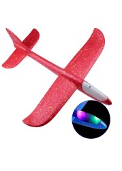 Generic-Flying Glider Planes With Flash LED Light 18.9&quot; Foam Flight Mode Throwing Air Plane Aerobatic Airplane Outdoor Sport Game Toys Gift for Kids 3 4 5 6 7 Year Old Boy Red