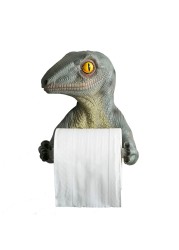 Banllis Dinosaur Toilet Paper Holder Wall Mount, Bathroom and Bedroom Decor Towel Holder, Dino Holding Roll of Toilet Tissue - 6.5 Inch Plastic Spring No Drilling