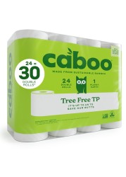 Caboo Tree Free Bamboo Toilet Paper Septic Safe Biodegradable Eco Friendly Bath Tissue with Soft Quick Dissolving 2 Ply Sheets 300 Sheets Per Roll 24 Double Rolls