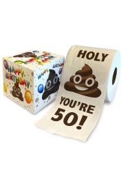 Printed TP Holy Poop Youre 50 Printed Toilet Paper Gag Gift Happy 50th Birthday Funny Toilet Paper For Best Prank Surprise Bathroom Decor Novelty Bday Fun Gift For Men or Women 500 Sheets