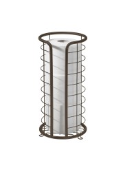 mDesign Metal Toilet Paper Holder Stand - Storage Reserve for 3 Rolls of Toilet Tissue - Freestanding Toilet Paper Holder - Stylish Bathroom Floor Toilet Paper Stand - Omni Collection - Bronze