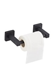 Matte Black Toilet Paper Holder Wall Mount, Bathroom Toilet Paper Holder for SUS 304 Stainless Steel, Double Post Pivoting Square Toilet Paper Roll Holder for Bathroom RV Paper Towels for TP