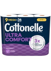 Cottonelle Ultra Comfort Toilet Paper 9 Mega Rolls 9 Mega Rolls 36 Regular Rolls 244 Sheets per Roll Packaging May Vary