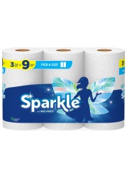 Sparkle Pick-A-Size Paper Towels, 3 Triple Rolls = 9 Regular Rolls, Everyday Value Paper Towel With Full And Half Sheets