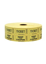 INDIANA TICKET CO 2000 Yellow Double Roll Raffle Tickets 2000 Count 2x2 Tickets Raffles 5050 Drawings Door Prizes Giveaways Drinks More Tickets More Fun Premium Quality