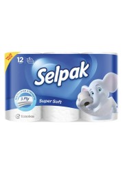 Selpak 3 Ply Toilet Tissue White 12 Rolls