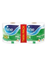 Fine Mega Rolls Kitchen Tissue Paper 1500 Sheets X 2Ply Pack Of 2