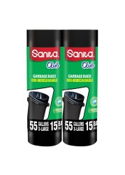Sanita Club 55 Gallon Oxo-Biodegradable XL Black 2 Garbage Bags