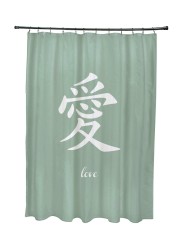 E by design SCWN509GR15 71 x 74-inch, Love, WordPrint Shower, Green