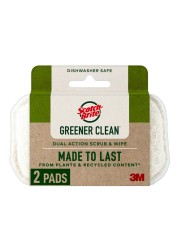 3M Scotch-Brite Greener Clean Dual Action Recycled Scrub And Wipe Pads 2 PCS
