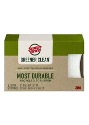 3M Scotch-Brite Greener Clean Non-Scratch Recycled Scrub Sponges 3.3x2.6inch 6 PCS
