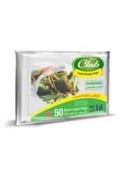 Sanita Club Oxo-Biodegradable Food Storage Bags Number 16 Extra Large Clear 50 Storage Bags