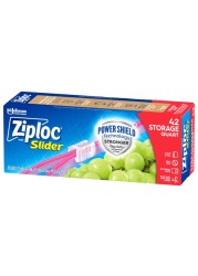 Ziploc Quart Food Storage Slider Bags, Power Shield Technology for More Durability, 42 Count