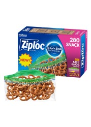 Ziploc Snack Bags with EasyGuide Texture Small Plastic Storage Bags with Grip N Seal Technology 280 Bags Total