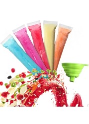 125 Disposable Ice Popsicle Mold Bags with funnel BPA Free Zip lock Freezer Tubes For Healthy Snacks Yogurt Sticks Juice Fruit Smoothies Ice Pops