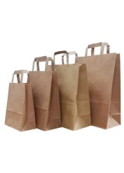Kraft Flat Handle Paper Bag 25Pcs, 31X24X12Cm