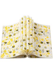 100 Pcs Wax Paper Sheets for Food Bee Day Wax Paper for Food Sandwich Wrap Paper Deli Wraps Waterproof Oilproof Picnic Basket Liners with Bee Pattern for Kitchen Handmade Food