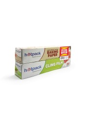 Hotpack Cling Film Wrap 30cm X 300 SqFt + Baking Paper 30cm X 75 SqFt 15% OFFER