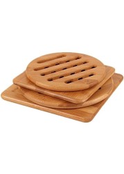 Natural Bamboo Trivet Mat Set, Kitchen Wood Hot Pads Trivet, Heat Resistant Pads for Hot Dishes/Pot/Bowl/Teapot/Hot Pot Holders, Anti-Hot Non-Slip Durable,Square and Round (Pack of 4), by MUWENTY