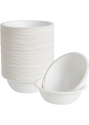 LAVISH Heavy-Duty Bagasse Biodegradable Paper Bowls, [ 10-Pack 16Oz/475ml ] Compostable Bowls for Hot &amp; Cold Foods, Ideal for Soup, Ice Cream, Salad, Snacks, and Desserts (White)