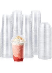 Vsell24&trade; 50PC Disposable Drinking Plastic Cup 10oz For Smoothie Coffee Water Juice Cups With Dome Lid Clear&hellip;