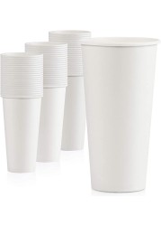 Yesocea 20 Oz. White Paper Cups Serve Your Drinks With Convenience And Style Disposable Hot Chocolate, Cocoa, Water, Coffee Cup [50 Cups]