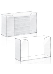 Deekin 2 Pcs Acrylic Paper Towel Dispenser Countertop Folded Paper Towel Holder, Clear Trifold Guest Napkin Dispenser for Z-fold, C-fold or Multifold Paper Towels for Bathroom Toilet and Kitchen