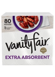 Vanity Fair Extra Absorbent Premium Paper Napkins, 80 Count, Disposable Napkins Made Soft And Strong For Messy Meals And Everyday Use