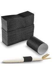 MT Products Black Self-Adhering Bond Paper Napkin Band - 1.5&quot; x 4.25 (Pack of 750 Pieces)