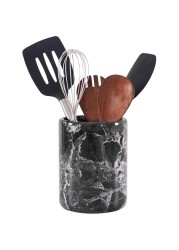Radicaln Marble Utensil Holder 6.5&#39;&#39; inches Black Handmade household essentials for modern home decor - Spatula holder for kitchen countrtop organizers and storage, Cutlery drawer organizer