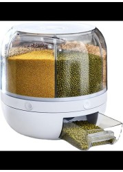 360 Rotating Removable Cover Cereal Dispenser, Classification Press Buttonn Rice Cup, Kitchen Dry Food Storage Organizer for Small Grains Beans Rice(small)