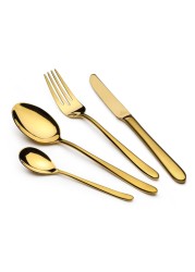 Arshia 48-piece Gold Sunblast Cutlery Set with Stand