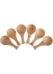 Liying 6Pcs Small Handle Wooden Spoons, Wooden Spoon for Cooking Japanese Wooden Spoon for Kitchen Soup Mixing Baking
