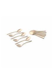 LIFE SMILE - 12pcs Cutlery Set, 18/10 Stainless Steel, Flatware Set, 12pcs Dinner Spoon, Shine Champagne Gold, for Home Kitchen, Mirror Polished