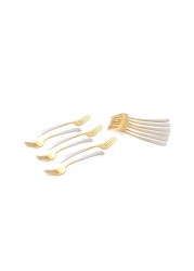 LIFE SMILE - 12pcs Cutlery Set, 18/10 Stainless Steel, Flatware Set, 12pcs Dinner Fork, Gold Gradient, for Home Kitchen, Mirror Polished