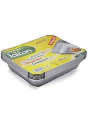Falcon Rectangle Aluminium Container With Lid Silver 450ml 10 PCS