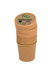 Fun Green Track Kraft Paper Multi-Purpose Bowls With Lid Beige 760ml 6 PCS